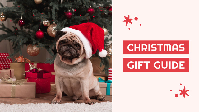 Christmas Gift Guide with Cute Dog Youtube Thumbnail Tasarım Şablonu