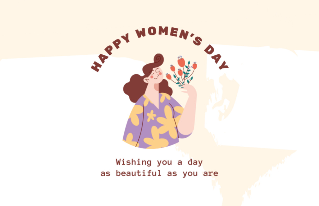 Plantilla de diseño de Beautiful Wishes on Women's Day Thank You Card 5.5x8.5in 