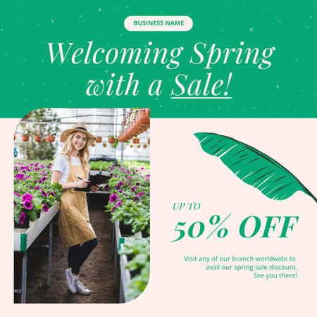 Plantilla de diseño de Anuncio de venta de primavera de plantas Instagram AD 