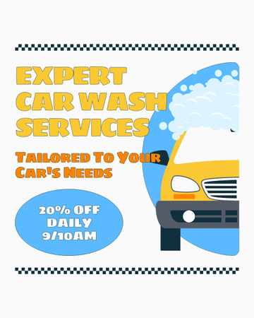 Modèle de visuel Service de lavage de voiture expert avec remise quotidienne - Instagram Post Vertical