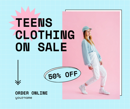 Casual Clothing For Teens With Discount Facebook Design Template