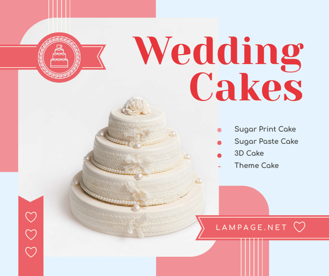 Ontwerpsjabloon van Facebook van Wedding offer big White Cake