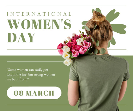 Woman with Beautiful Roses on International Women's Day Facebook Design Template