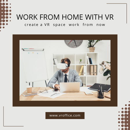 VR ile evden çalışın Instagram Tasarım Şablonu