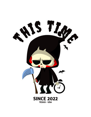 Spooky Skeleton with a Scythe in His Hand  T-Shirt – шаблон для дизайна