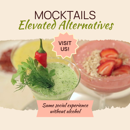 Alternative Cocktails With Fruits In Bar Offer Animated Post Design Template