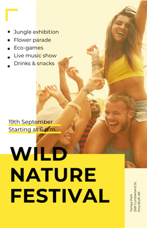 Designvorlage Junge Leute tanzen beim Wild Nature Festival für Invitation 5.5x8.5in