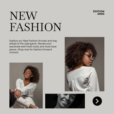 Fashion Collection Ad with Mixed Race Woman Instagram Design Template