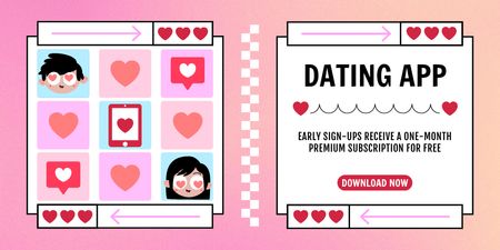 Dating App Ad with Profiles of People Twitter Design Template