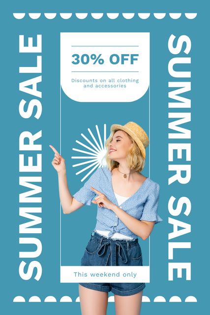 Template di design Summer Sale Offer on Blue Pinterest
