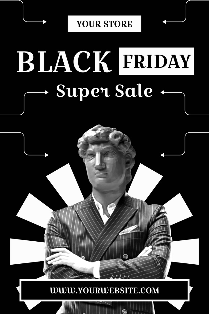 Ontwerpsjabloon van Pinterest van Black Friday Super Sale in Store