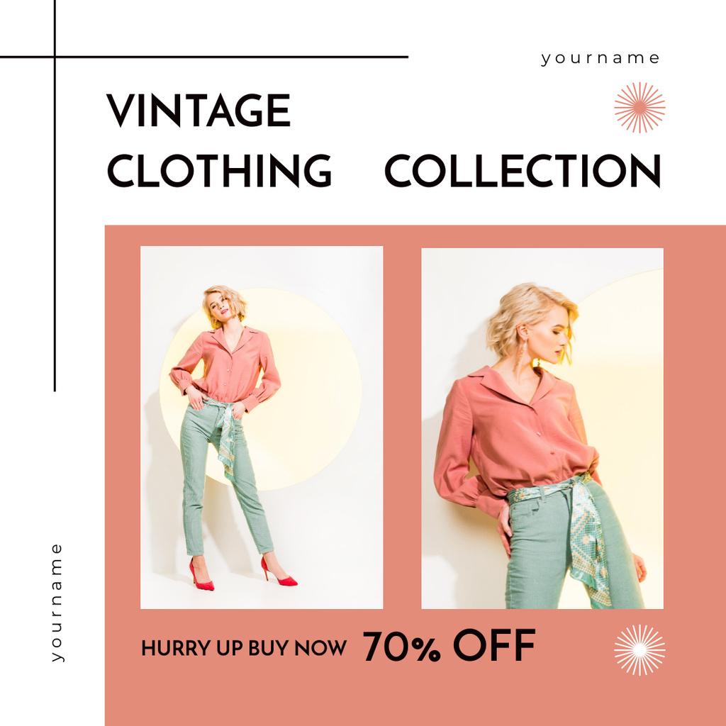 Pre-owned vintage clothes for women Instagram ADデザインテンプレート