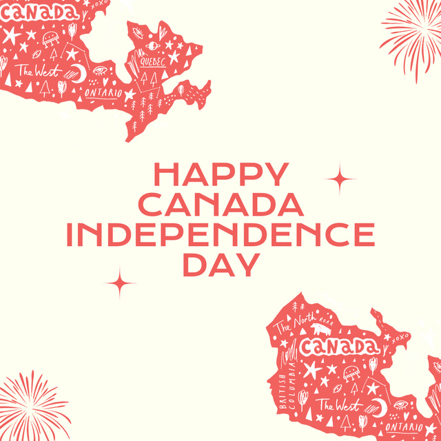 Happy Canada Independence Day greeting instagram post Instagram Šablona návrhu