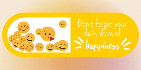 Inspirational Phrase with Cute and Funny Emoji Twitter Design Template