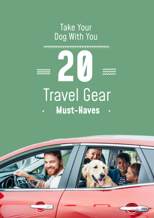 Travelling with Pet Woman and Dog in Car Poster Design Template