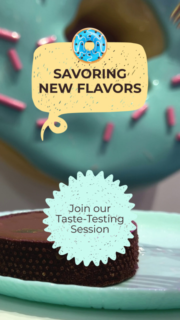 Ontwerpsjabloon van TikTok Video van Cake Taste-Tasting Session In Doughnut Shop