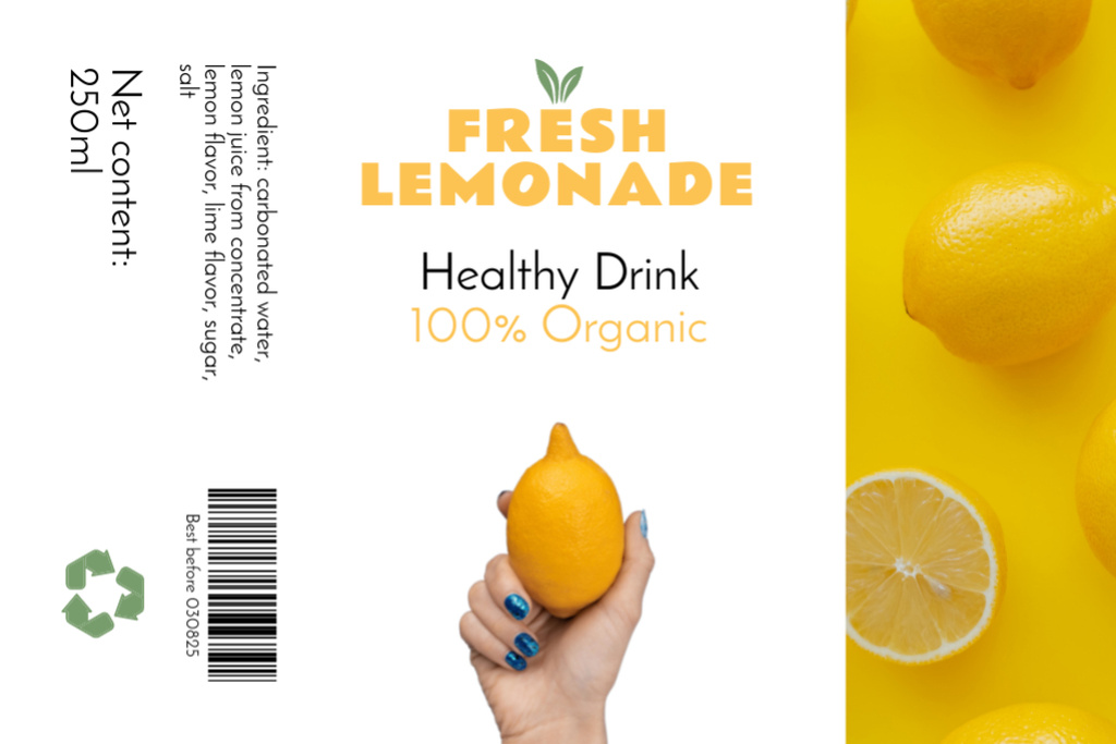 Fresh Homemade Lemonade Label Πρότυπο σχεδίασης