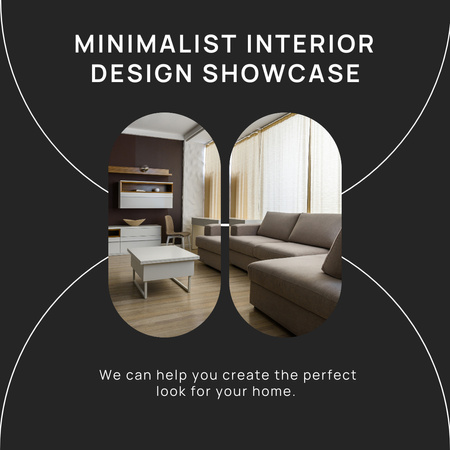 Minimalist Interior Design Showcase Dark Grey Instagram AD Design Template