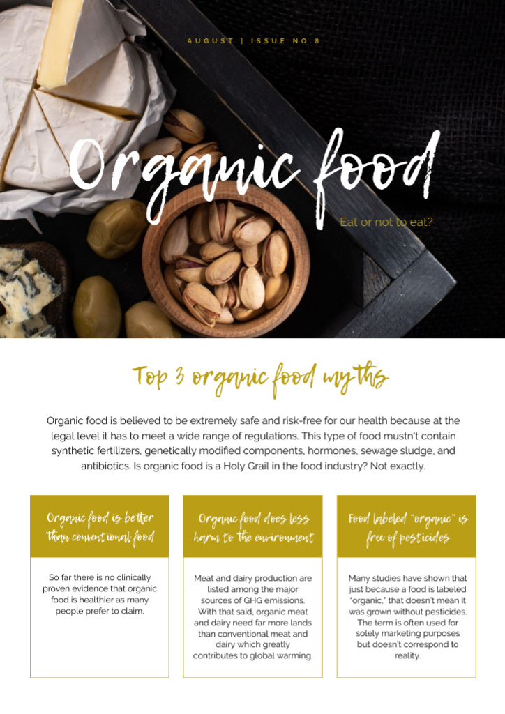 Designvorlage Top Organic Food Myths für Newsletter