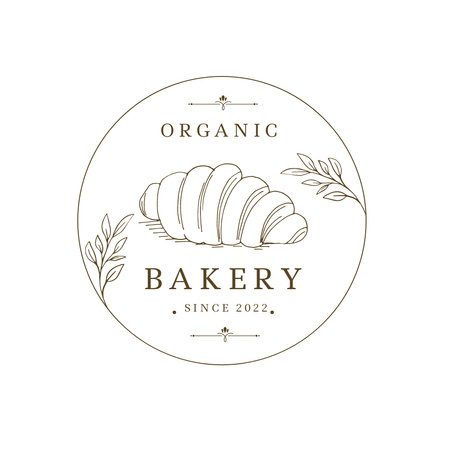 Bakery Emblem with Exquisite Croissant Illustration In White Logo Design Template