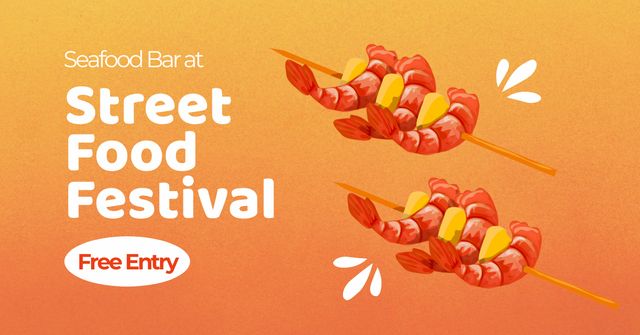 Street Food Festival Announcement with Chopsticks Facebook AD Modelo de Design