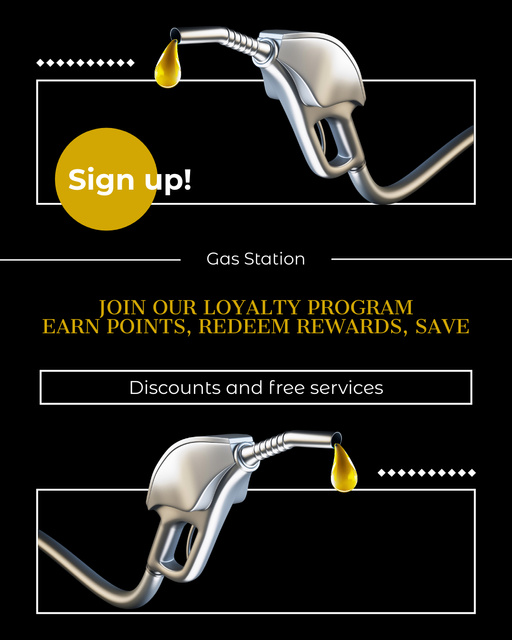 Ontwerpsjabloon van Instagram Post Vertical van Loyalty Program Offer from Gas Station
