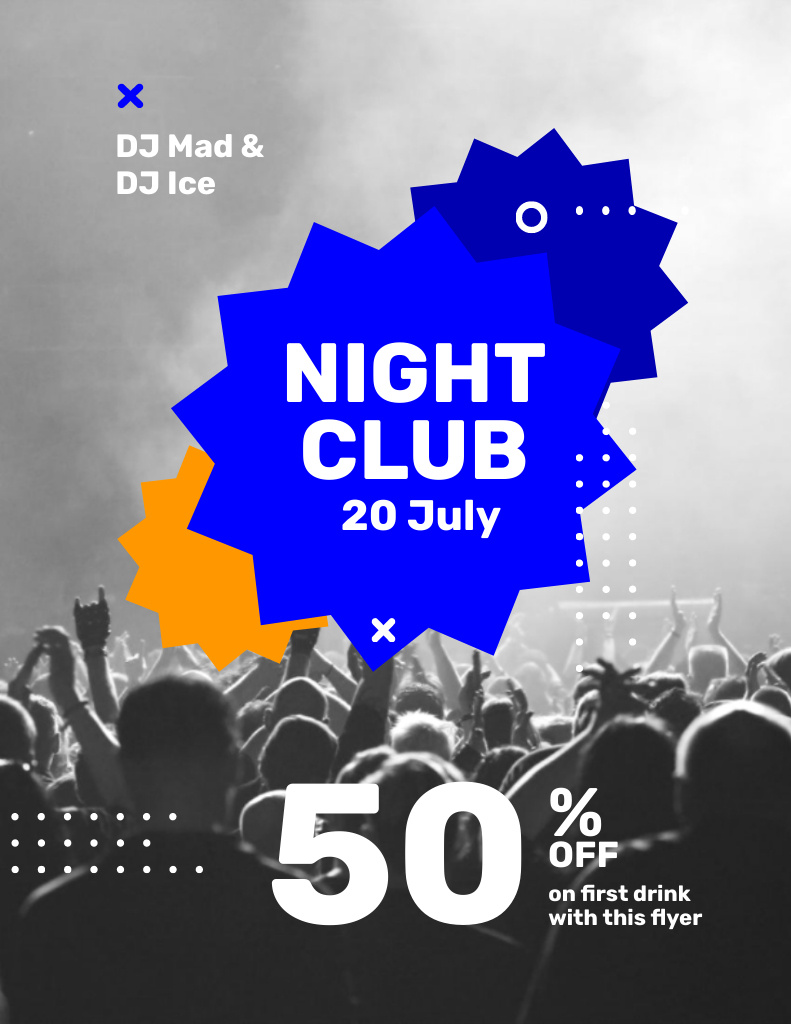 Exclusive Night Club Promotion With Drinks On Discounted Rates Flyer 8.5x11in – шаблон для дизайна