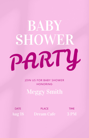 Spectacular Baby Shower Party Announcement In Pink Invitation 5.5x8.5in Šablona návrhu