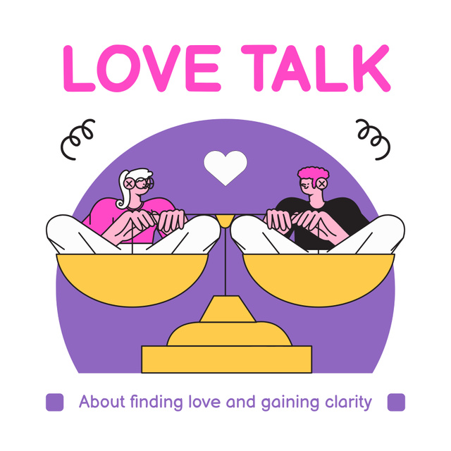 Plantilla de diseño de Show Episode with Illustration of Cute Couple Podcast Cover 