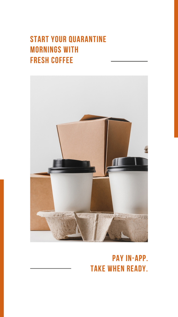 Online ordering Offer with Coffee to go Instagram Story Πρότυπο σχεδίασης