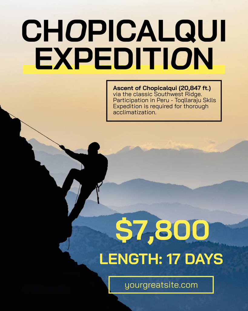 Organization of Long Expedition to Mountains Poster 16x20in Design Template