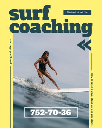 Surf Coaching Ad Poster 16x20in Tasarım Şablonu