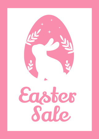 Easter Sale Announcement with Easter Rabbit Silhouette Flayer Design Template