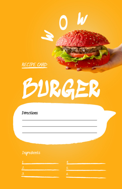 Delicious Burger Cooking Steps Recipe Card Design Template
