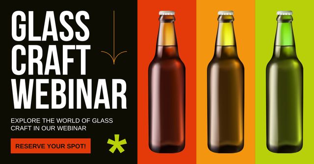 Glassware Webinar Announcement with Glass Bottles Facebook AD Modelo de Design