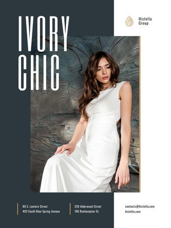 Young Woman in Tender white Dress Poster USデザインテンプレート