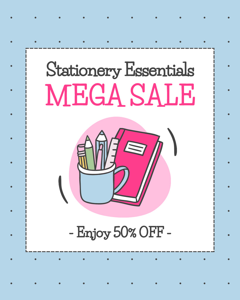 Mega Sale On Stationery Products Instagram Post Vertical tervezősablon