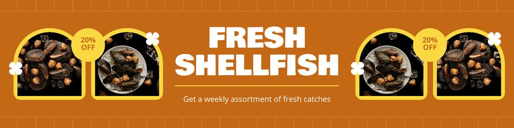 Offer of Fresh Shellfish from Fish Market Twitter Modelo de Design