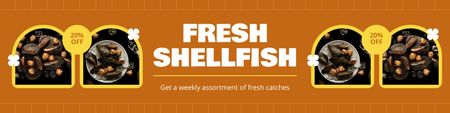 Offer of Fresh Shellfish from Fish Market Twitter Design Template