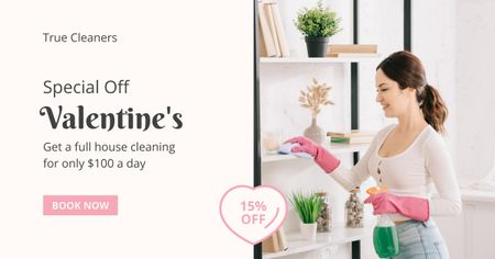 Cleaning on Valentine's Day Facebook AD Design Template