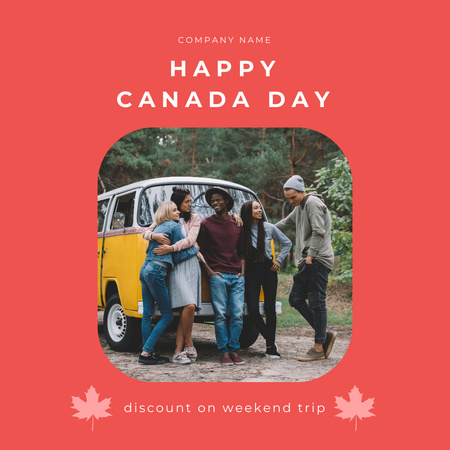 Friends Travelling by Bus on Canada Day Instagram Design Template