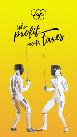 Designvorlage Profit and Taxes as fighting fencers für Instagram Video Story