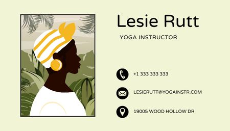 Yoga Instructor Contact Details Business Card US Modelo de Design