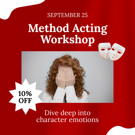 Excellent Method Of Acting Workshop With Discount In September Animated Post Design Template