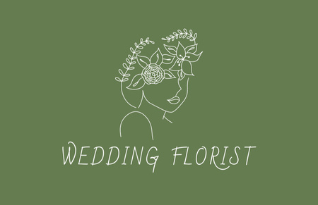 Plantilla de diseño de Oferta de servicio de floristería de boda con silueta femenina Business Card 85x55mm 