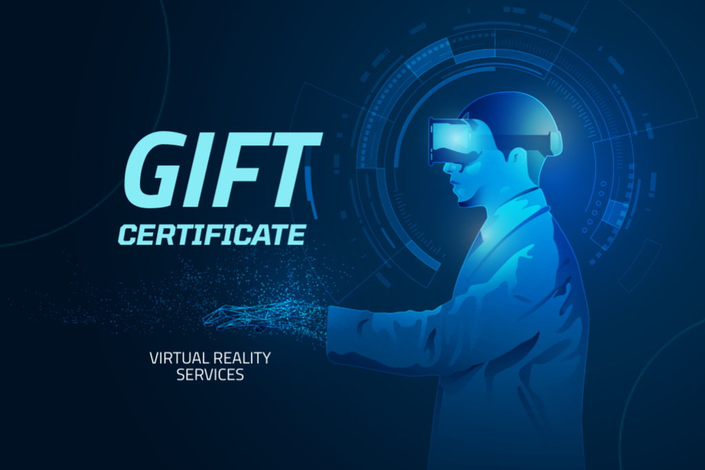 Ontwerpsjabloon van Gift Certificate van Next-generation Virtual Reality Service As Gift Offer