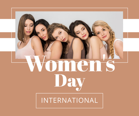 Plantilla de diseño de Día Internacional de la Mujer con Mujeres Hermosas Jóvenes Facebook 