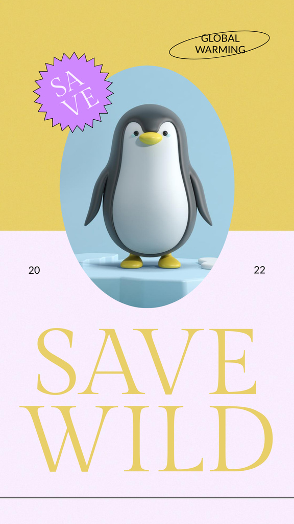 Global Warming Awareness with Penguin Instagram Storyデザインテンプレート