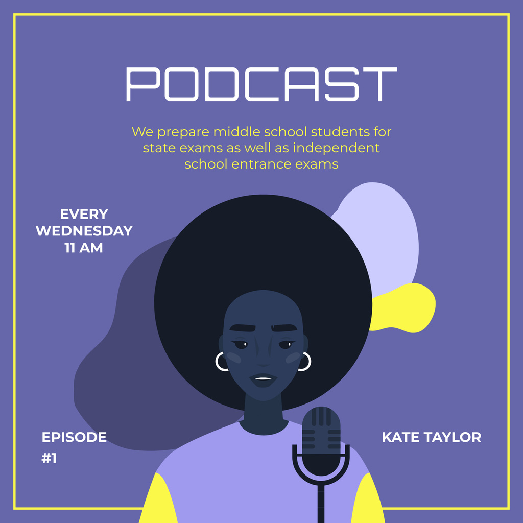 Plantilla de diseño de Audio Show Topic about Tutoring With Illustration Podcast Cover 