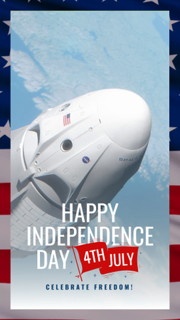 Happy Independence Day USA with Space Shuttle TikTok Video Design Template